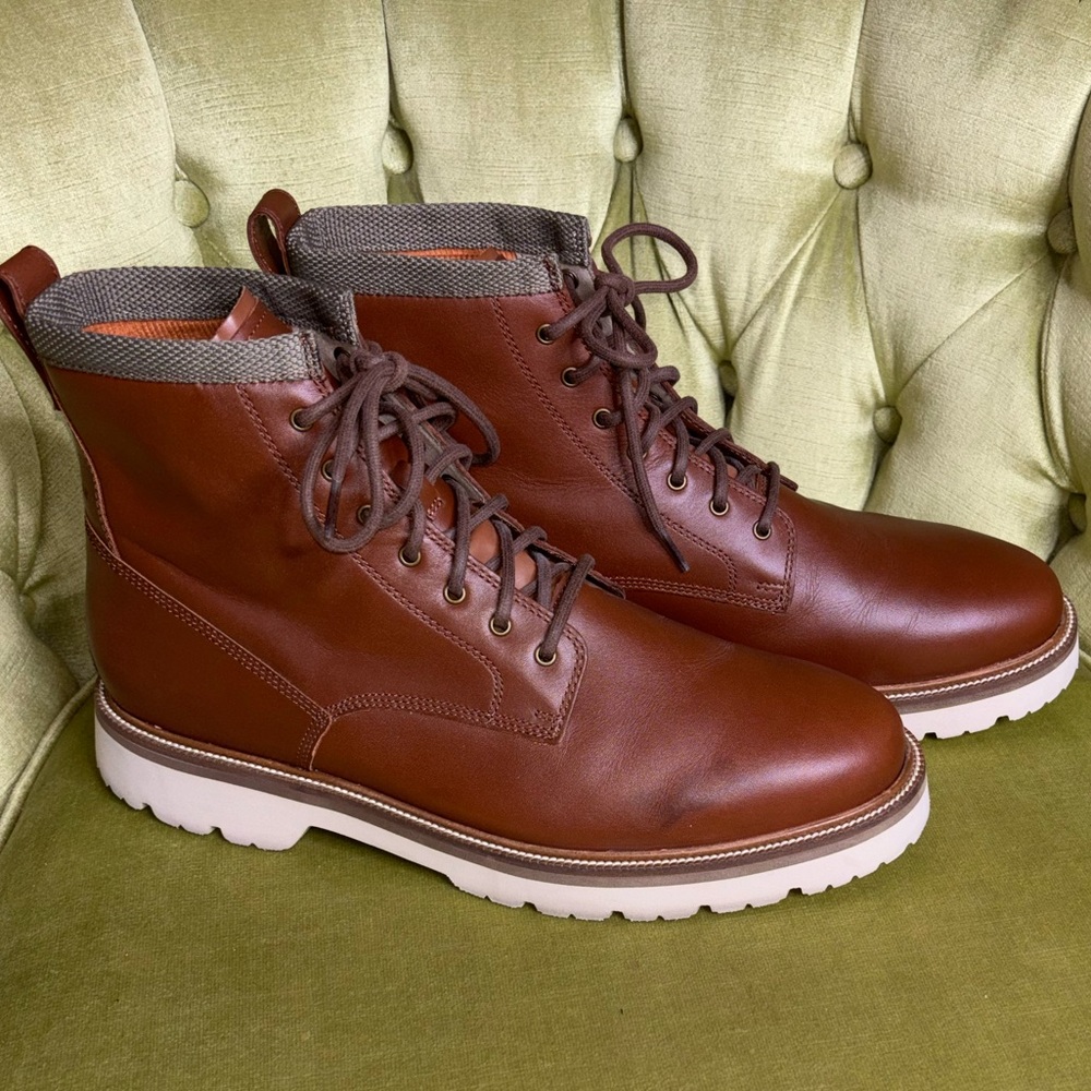 COLE HAAN American Classics Plain Toe Boot Waterproof British Tan /Egret Size 12 - Picture 7 of 11